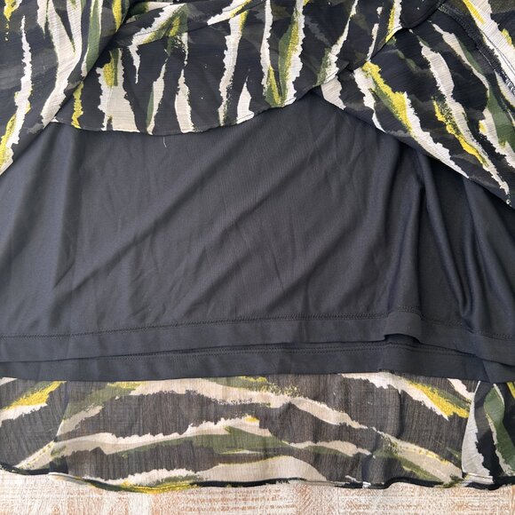 DKNY Women's Black Faux-Leather Elastic Waist Ruffled Overlay Skirt Size 16 NWT - Picture 7 of 9